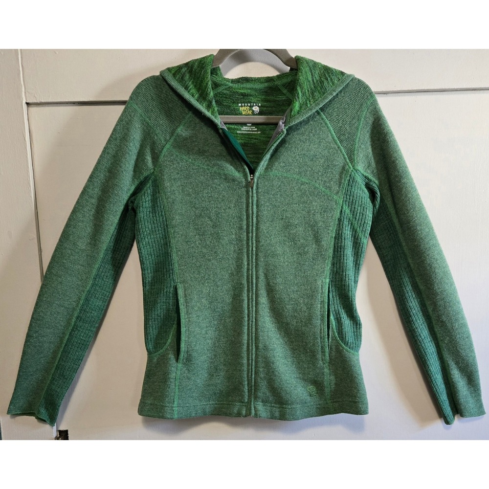 Mountain Hardwear Athleisure Womens M Green Knit Sweater Full Zip Hooded Jacket